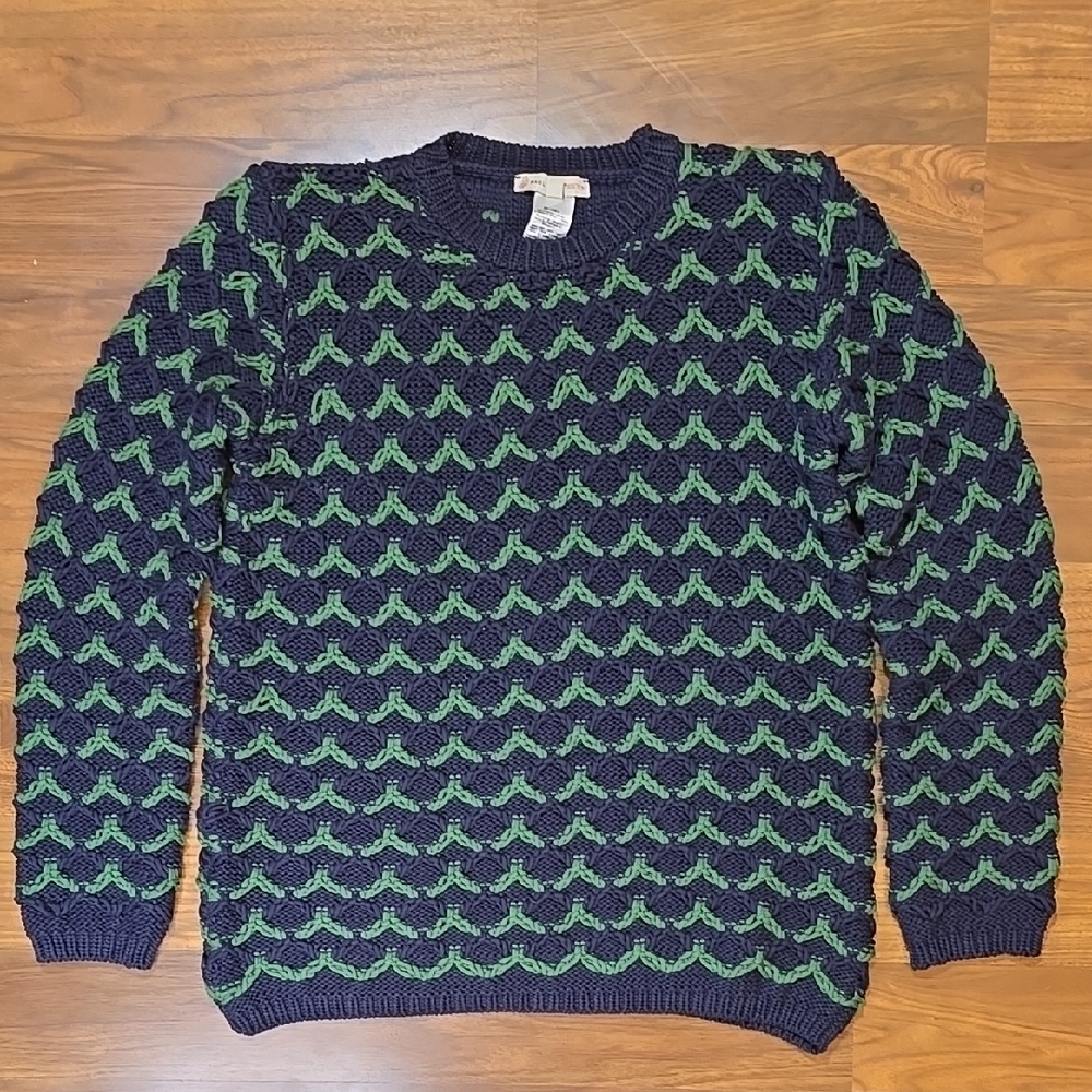 Paul & Joe Sister Chunky Navy And Green Crewneck Sweater